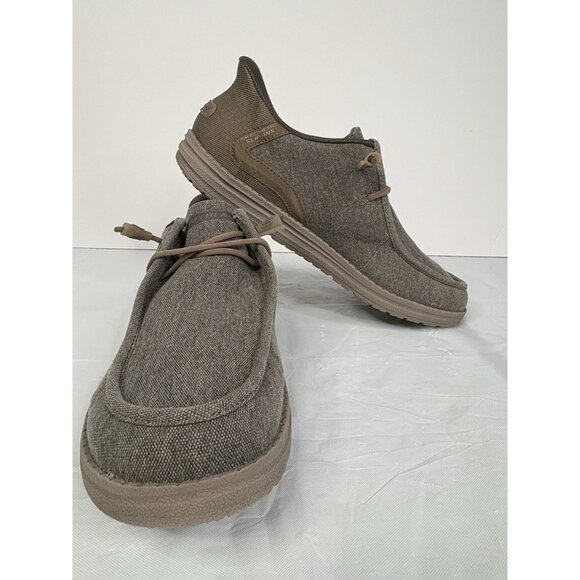 Skechers Slip-Ins Relaxed Fit Men’s 11 Khaki Melson Coronado Moc Toe Casual - Picture 1 of 16